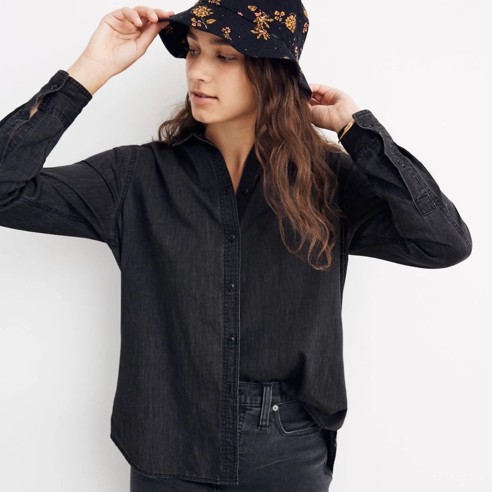 Denim Oversized Ex-Boyfriend Shirt in Lunar Wash